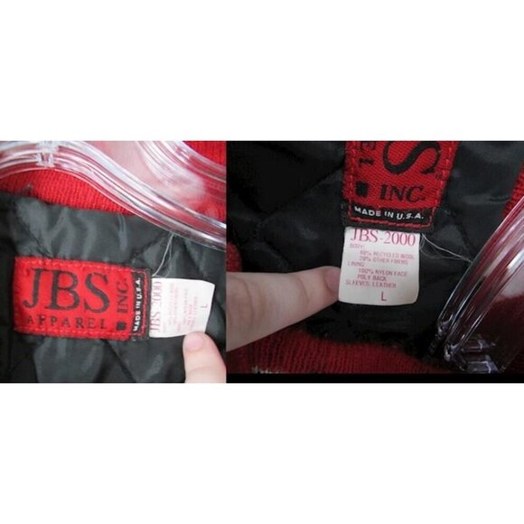 JBS Apparel Women's Vintage Red/Black Patched Snap-Up Wool Varsity Jacket SZ L - Picture 4 of 5